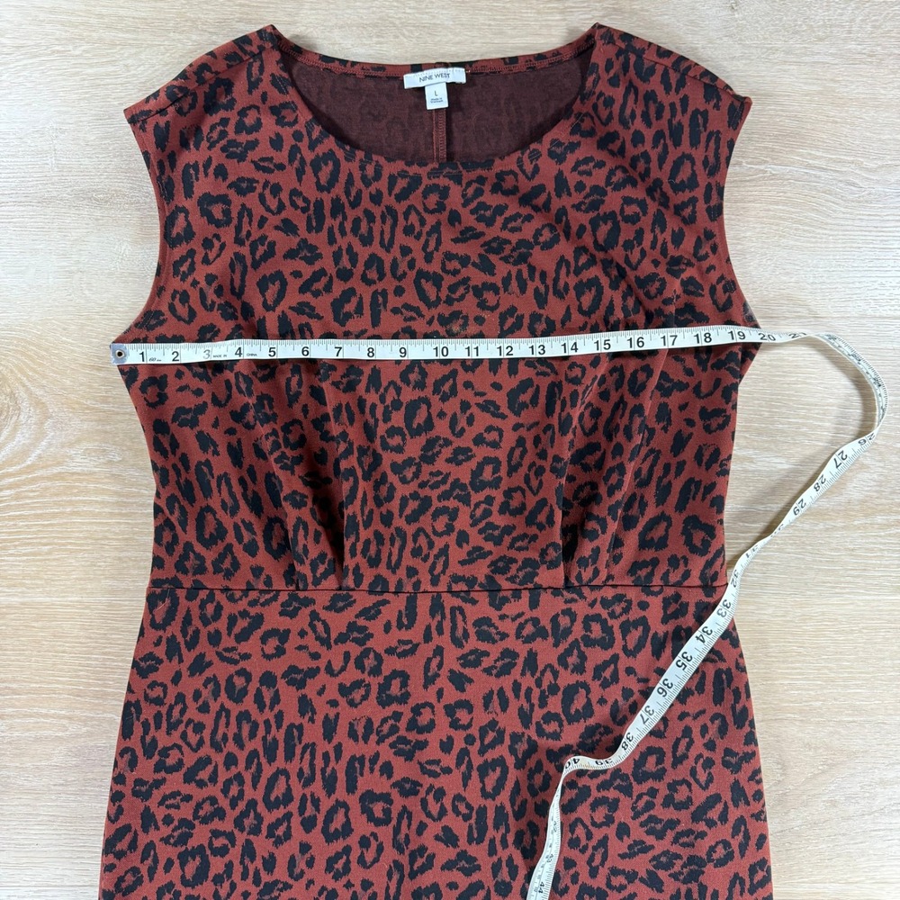 Nine West‎ Leopard Print Sleeveless Dress Brown Black Casual Mobwife Size L - Picture 4 of 8